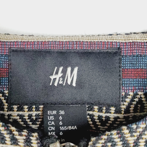 H&M Full ZIp Blazer Multi-Color Deco Lines Sz 6 - Picture 5 of 7